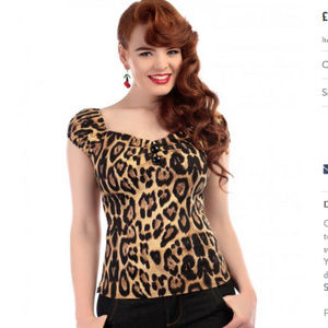 Collectif Dolores Leopard Pinup Top US 12